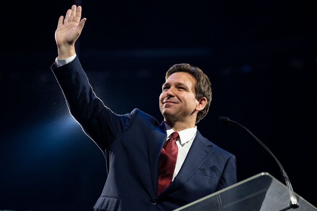 Florida Gov. Ron DeSantis (R) speaks during a convocation at Liberty University's Vines Center in Lynchburg, Va., on Friday, April 14, 2023 (Photo: Tom WIlliams / Wikimedia Commons)