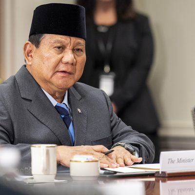 Indonesian Defense Minister Prabowo Subianto in a bilateral exchange at the Pentagon, Washington, D.C., Aug. 24, 2023. (Photo by U.S. Navy Petty Officer 1st Class Alexander Kubitza)