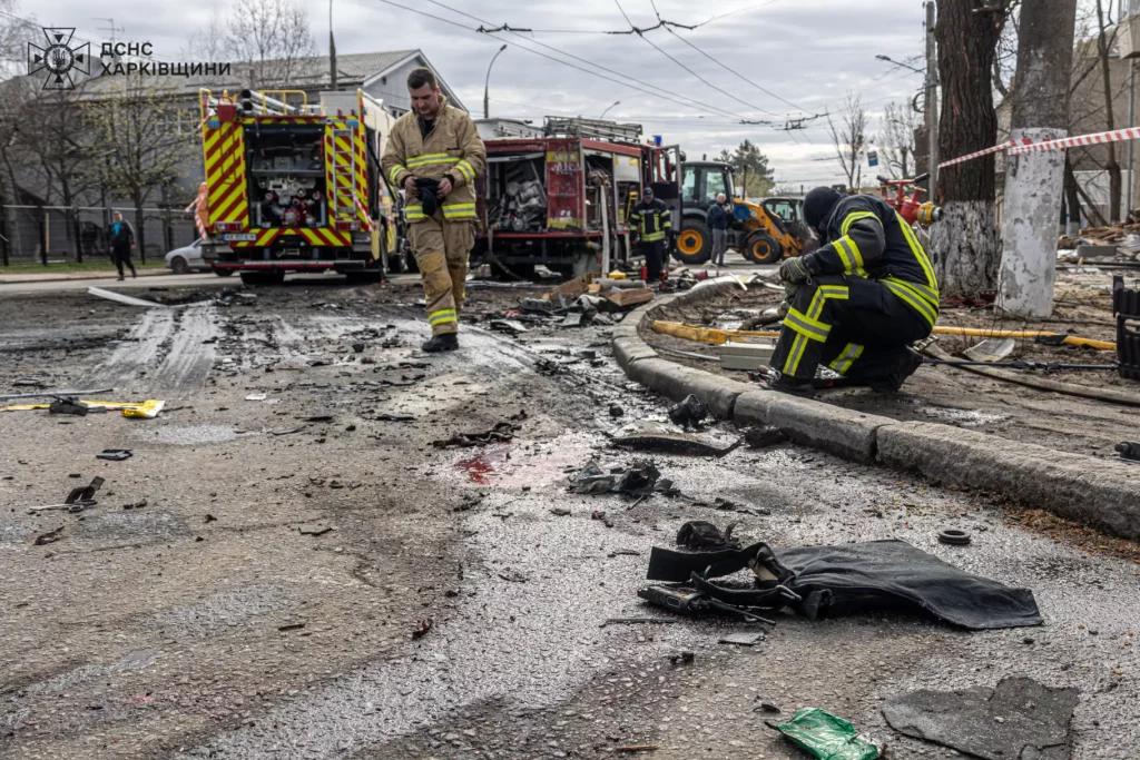Destructions in Kharkiv after Russian drone attack in the night on April 4, 2024 (Photo: State Emergency Service of Ukraine / Wikimedia Commons)