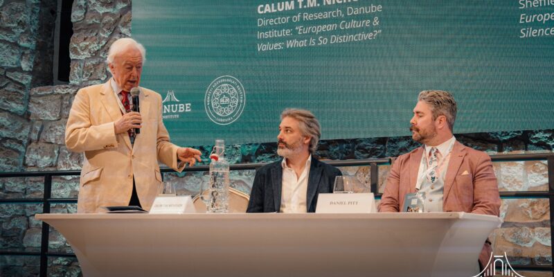 John O'Sullivan, Calum T.M. Nicholson and Daniel Pitt at an event of the Danube Institute think tank in Budapest, Hungary (Photo: Danube Institute / X.com)