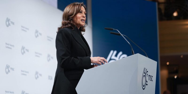 United States Vice President Kamala Harris speaking at the Munich Security Conference in 2024 (Photo: Office of the Vice President / Wikimedia Commons)