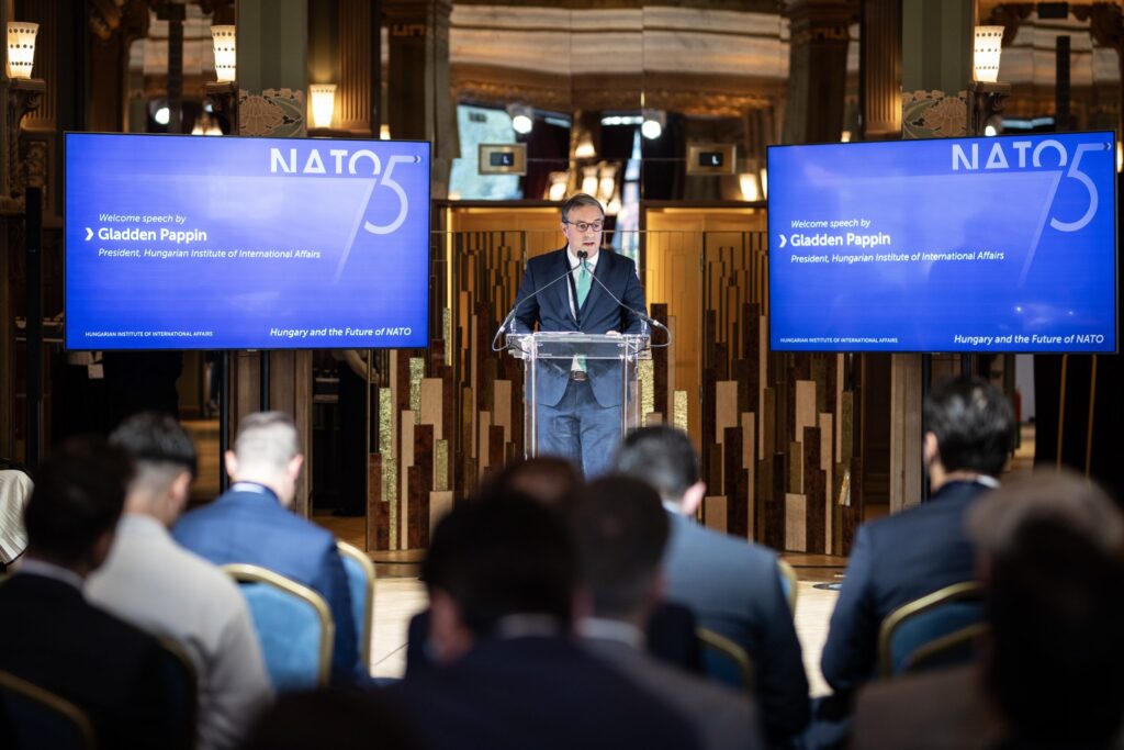 Gladden Pappin opens the NATO75: Hungary and the future of NATO Conference (Photo: https://hiia.hu/)