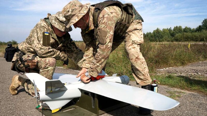 Ukrainian soldiers pack up a drone used for aerial observation during an Operational Capabilities Concept evaluation at the International Peacekeeping and Security Centre in Yavoriv, Ukraine, Sept. 11, 2018 (U.S. Army National Guard photos by Army Spc. Amy Carle)