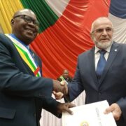 President of the National Assembly of the Central African Republic Simplice Sarandji with Wagner Group representative, Alexander Ivanov, October 2021 (Photo: Corbeau News Centrafrique)