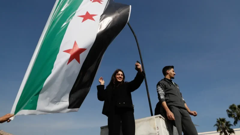 Syrians celebrate the downfall of President Bashar al-Assad near the Umayyad Mosque in Aleppo on Monday (Photo: AP / Free Malaysia Today)