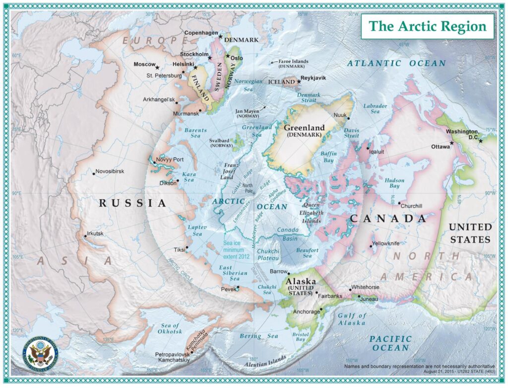 Political map of the Arctic, 2014 (Source: US Department of State / Wikimedia Commons)