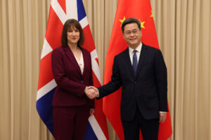 Chancellor Rachel Reeves meets with Minister of Finance for China Lan Fo'an at the Diaoyutai State Guesthouse in Beijing, China. Photo: Kirsty O'Connor / HM Treasury / Flickr.