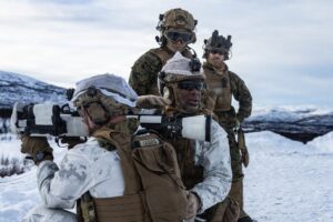 U.S. Marines with 2nd Battalion, 6th Marine Regiment, firing an M3A1 MAAWS during exercise Cold Response. Photo: Cpl. Judith Ann Lazaro / US Marine Corps / Wikimedia Commons, US Government Work, Public Domain. 
