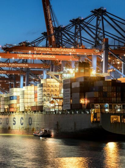 Cargo Ship in Harbor in Hamburg in Germany. Photo source: Wolfgang Weiser / Pexels, Public Domain.