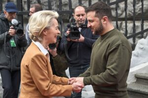Ukrainian President Volodymyr Zelensky and European Commission President Ursula von der Leyen during a European Commission visit to Ukraine - 2023. Photo source: European Commission / Dati Bendo / Wikimedia Commons, CC BY 4.0