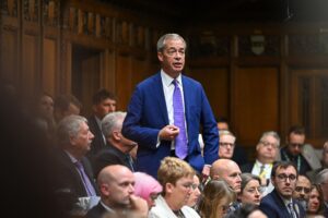 Nigel Farage as Reform UK MP for Clacton durong the 2024 Prime Minister's Questions. Photo source: ©House of Commons / UK Parliament / Wikimedia Commons, CC BY 3.0