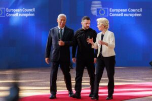 António Costa, Volodymyr Zelensky, Ursula von der Leyen at a Special meeting of the European Council, 2025. Photo source: Dati Bendo / © European Union, 2026 / Wikimedia Commons, CC BY 4.0
