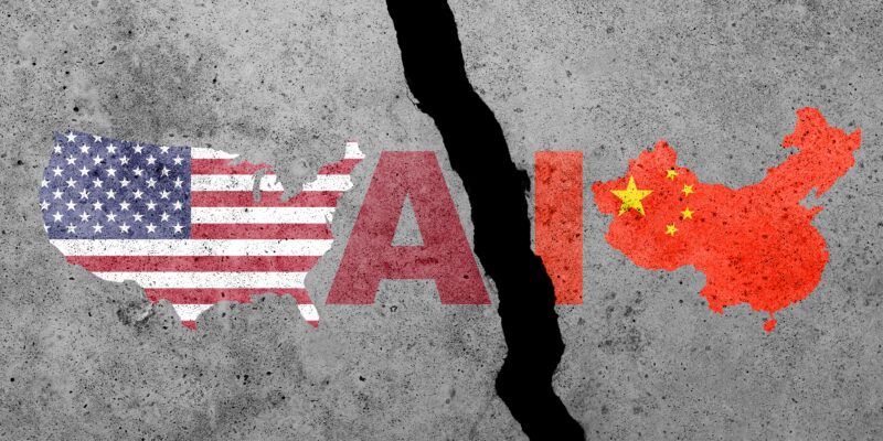 Usa,China,Flags,On,A,Concrete,Wall, China,