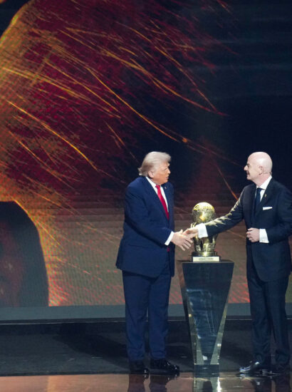 trump infantinoFIFA President Gianni Infantino and U.S. President Donald Trump shake hands during the FIFA World Cup 2026 official draw at the John F. Kennedy Center for the Performing Arts in Washington, D.C., December 5, 2025. (Official State Department photo by Freddie Everett)