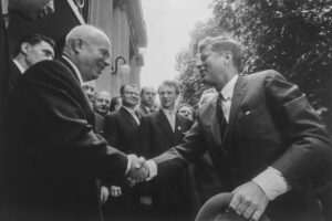 President John F. Kennedy and Chairman Nikita Khrushchev during their meeting in Vienna, Austria. Photo source: Stanley Tretick / U.S. National Archives and Records Administration / Wikimedia Commons, Public Domain