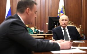 inister of Agriculture Dmitry Patrushev meets with President Vladimir Putin 20 February 2024 concerning humanitarian shipments and relations on the African Continent. Photo source: kremlin.ru / Wikimedia Commons, CC BY 4.0