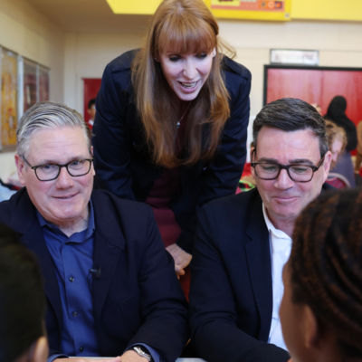 Manchester, United Kingdom. Prime Minister Keir Starmer visits Holy Trinity Church of England Primary School with Andy Burnham, Mayor of Greater Manchester, 13 April 2026. Photo source: Lauren Hurley / No. 10 Downing Street / Wikimedia Commons (Open Government Licence v3.0).