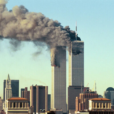 World Trade Center during 9/11. Photo source: YU-bin / Flickr, Public Domain Mark
