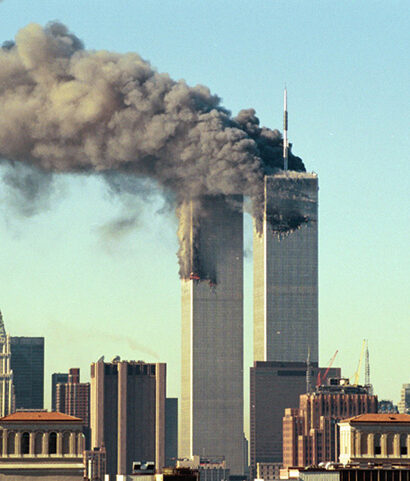 World Trade Center during 9/11. Photo source: YU-bin / Flickr, Public Domain Mark